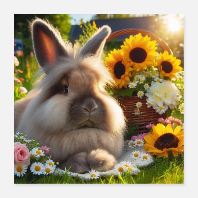 Grey Angora Rabbit Poster 16" x 16" (40x40 cm)