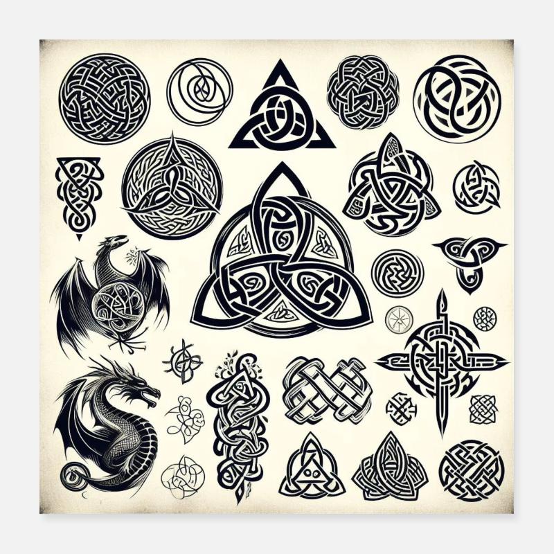 Keltische Symbole Poster 40x40 cm
