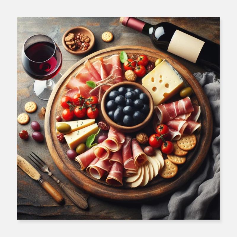 Jambon serrano et fromage Poster 40 x 40 cm