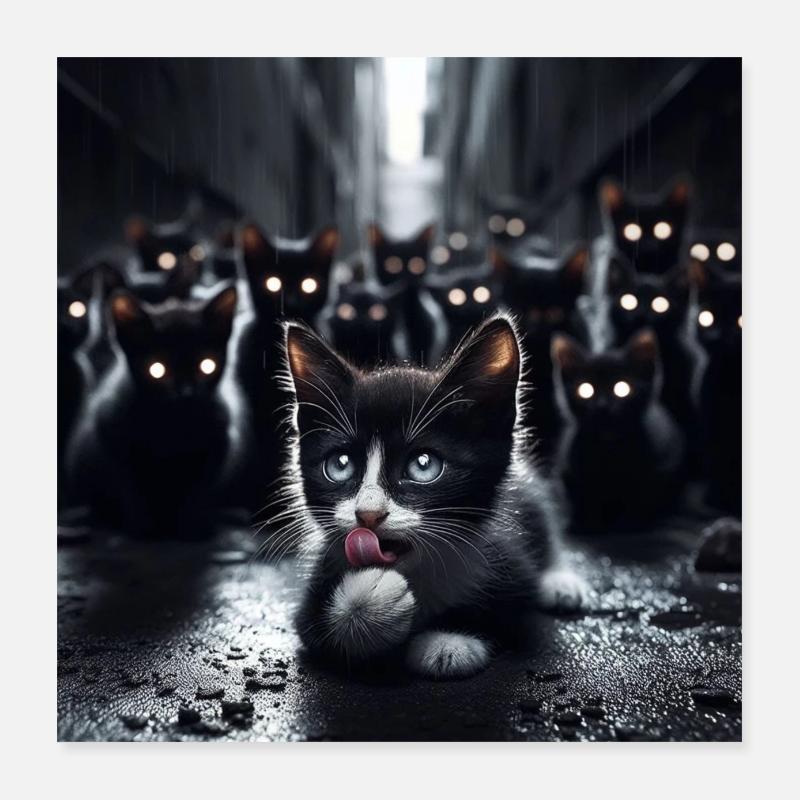 Chatons errants Poster 40 x 40 cm