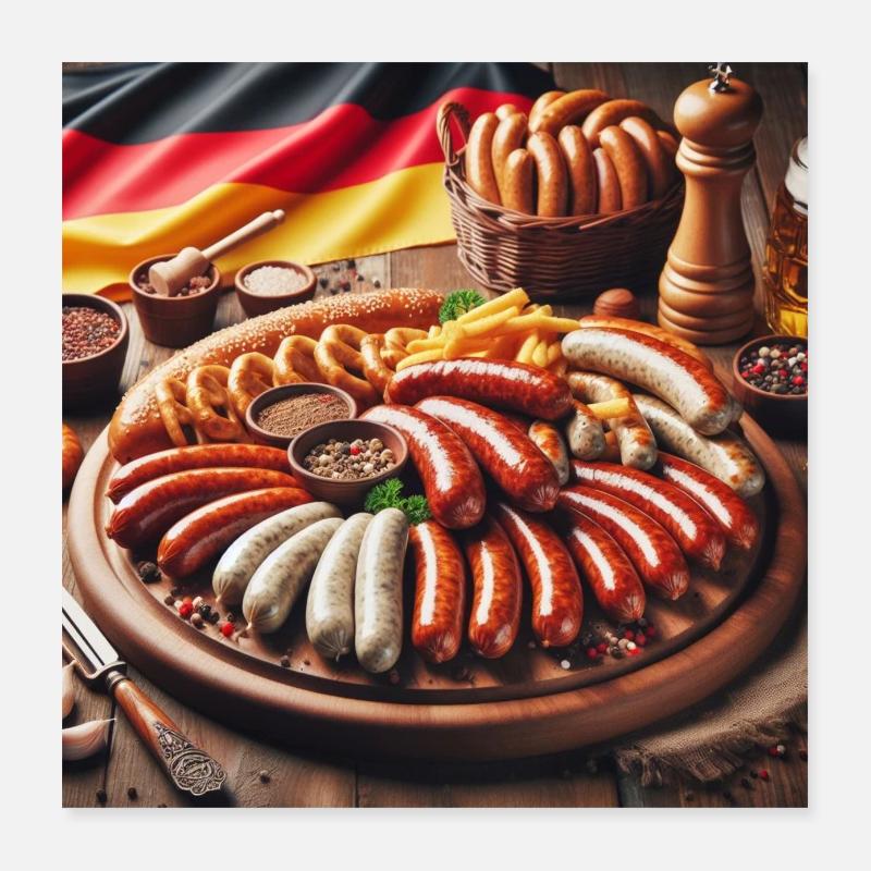 Deutsche Würstchen Poster 40x40 cm