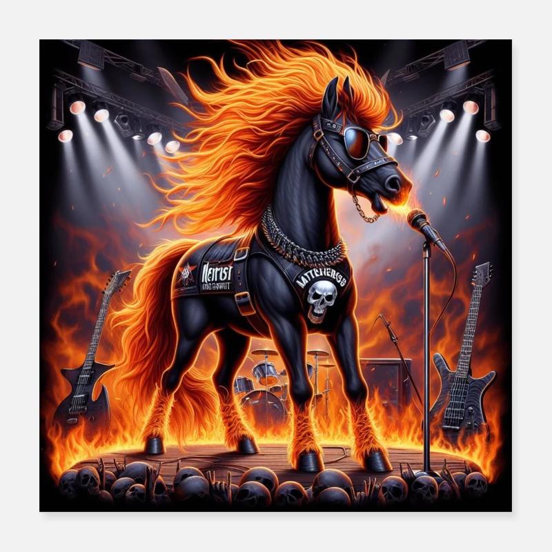 Metall-Pferd Poster 40x40 cm