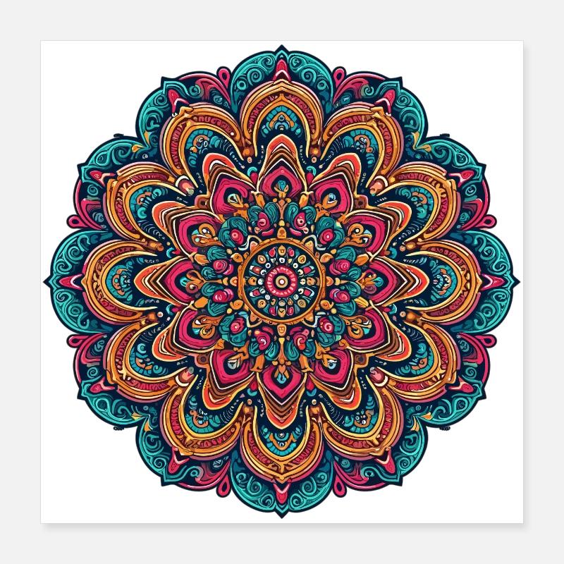 Mandala psychédélique Trippy Poster 40 x 40 cm