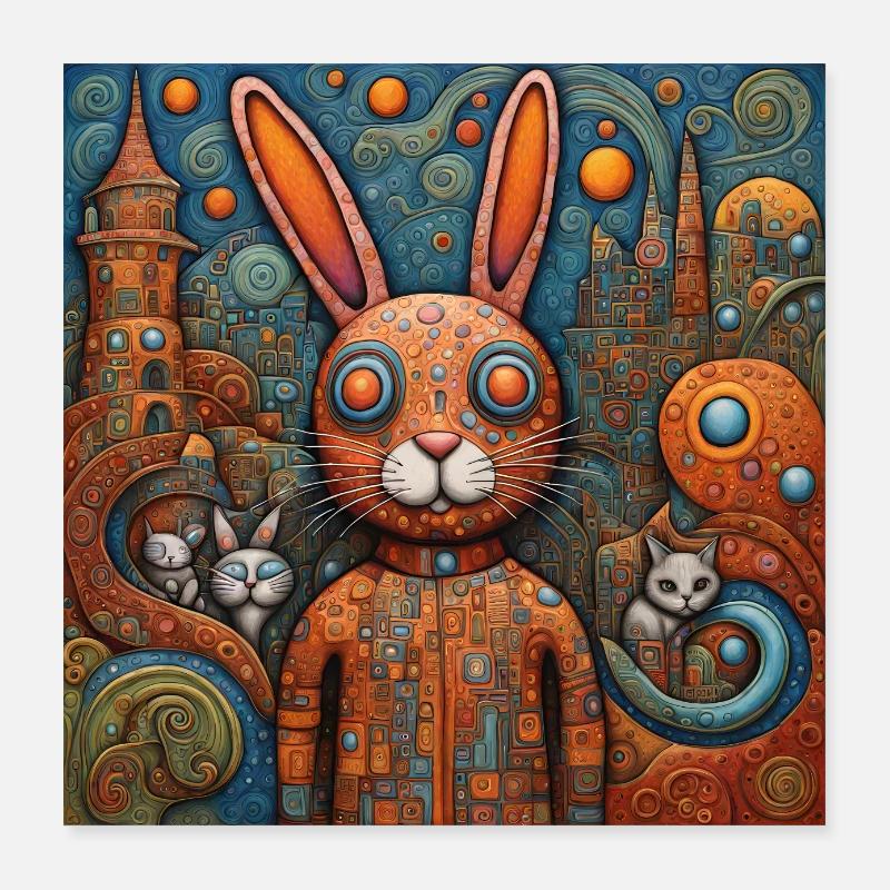 Surreal Pop Animals 9 Rabbit Poster 16" x 16" (40x40 cm)
