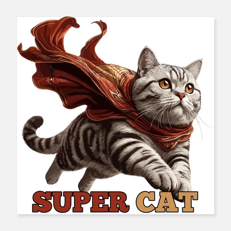 Super Cat British Shorthair BKH Tabby Poster 16" x 16" (40x40 cm)