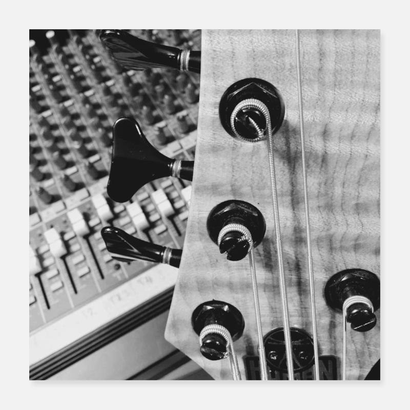 Basse vers table de mixage - Poster 40 x 40 cm - blanc