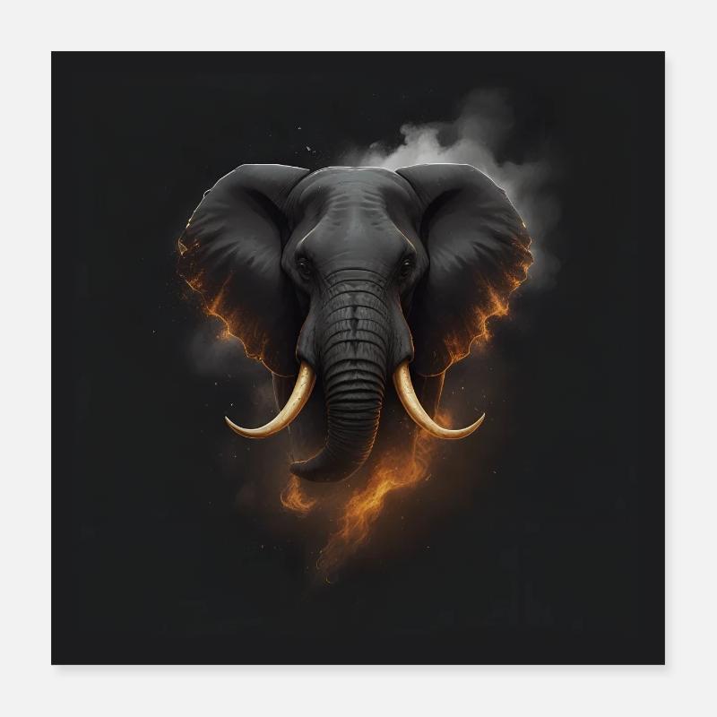 Portrait d’éléphant Poster 40 x 40 cm
