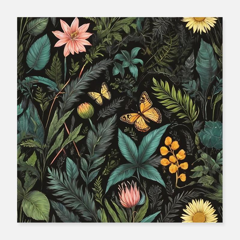 papillon dans le feuillage #butterfly #flowers Poster 40 x 40 cm