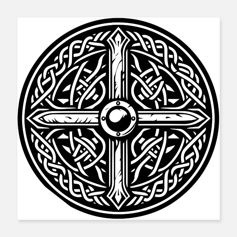 Symboles vikings anciens gaélique celtique - Version 2 Poster 40 x 40 cm