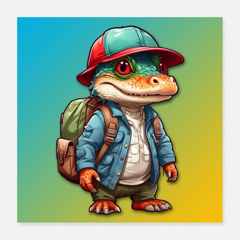 Petit crocodile mignon en extérieur Poster 40 x 40 cm
