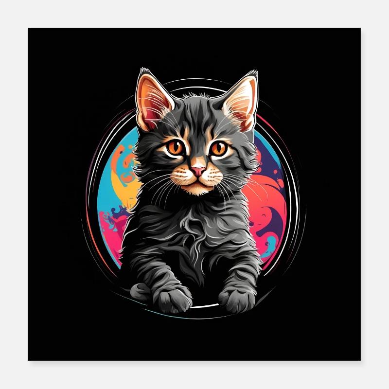 Mignon petit chaton en roue chromatique Poster 40 x 40 cm