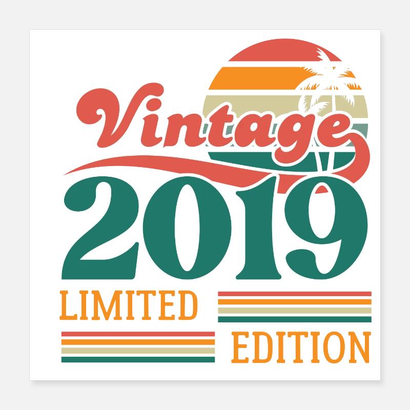 Vintage 2019 édition limitée Poster 40 x 40 cm