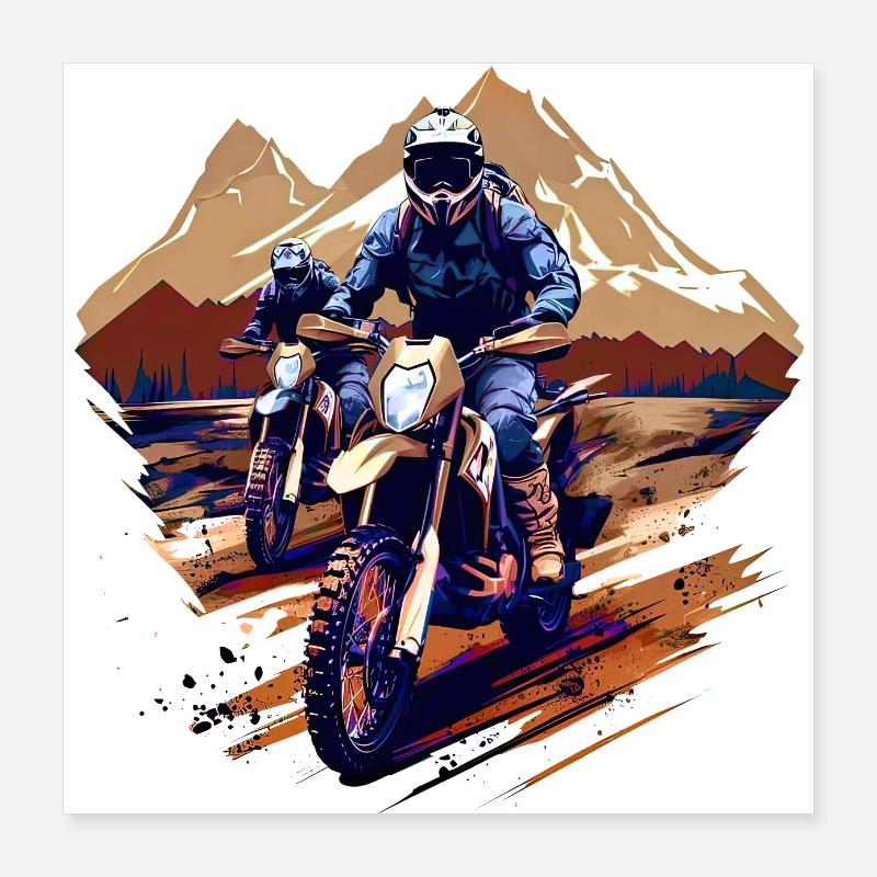 Motorcycel, Cross, Mountain, Vacation, Summer, Mount Travel Poster 16" x 16" (40x40 cm)