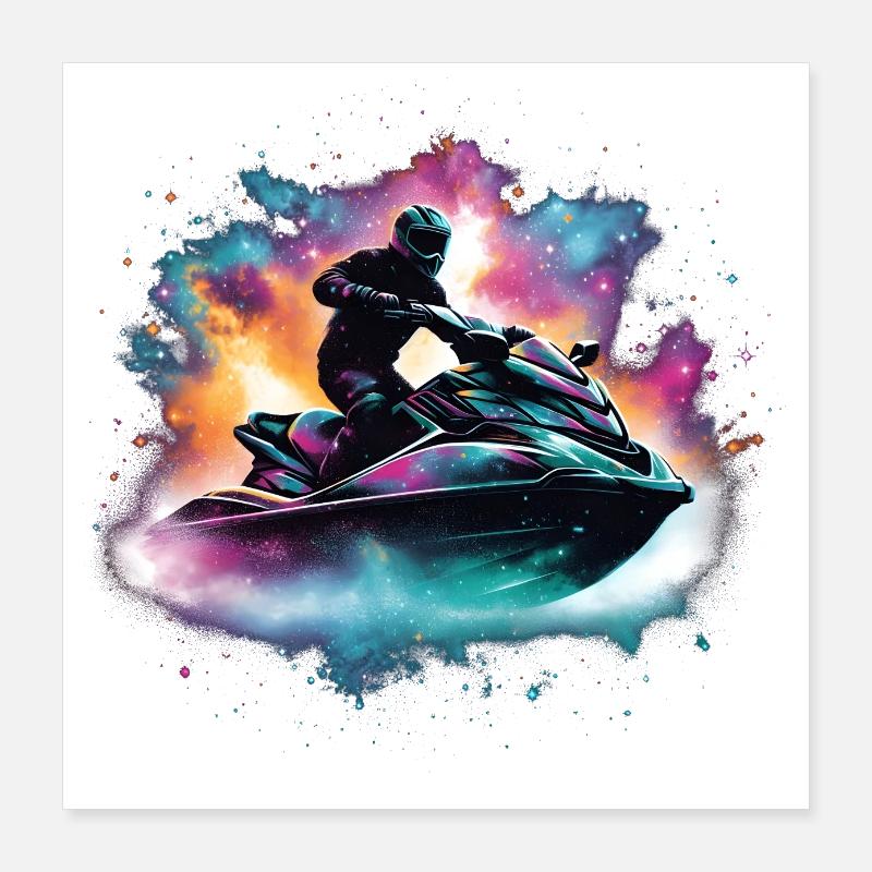 Per Jetski durch die Galaxis Poster 40x40 cm