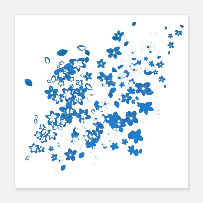 Blauer Sakura Poster 40x40 cm