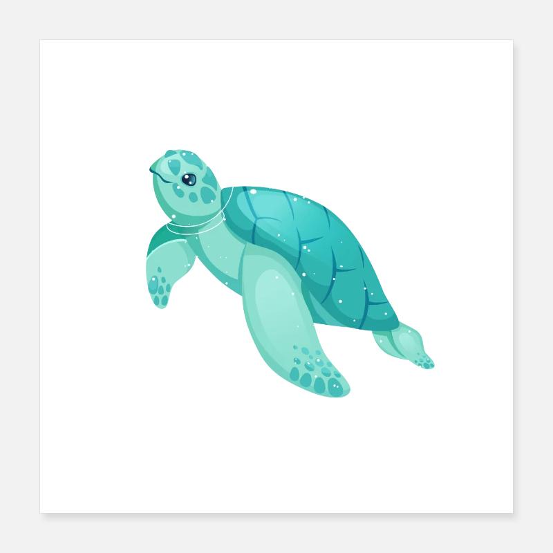 Tortue nage dans l’espace Poster 40 x 40 cm