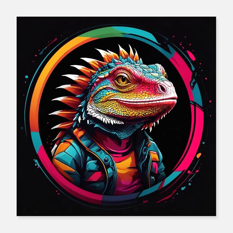 Coole Echse Waran Bartagame Poster 40x40 cm