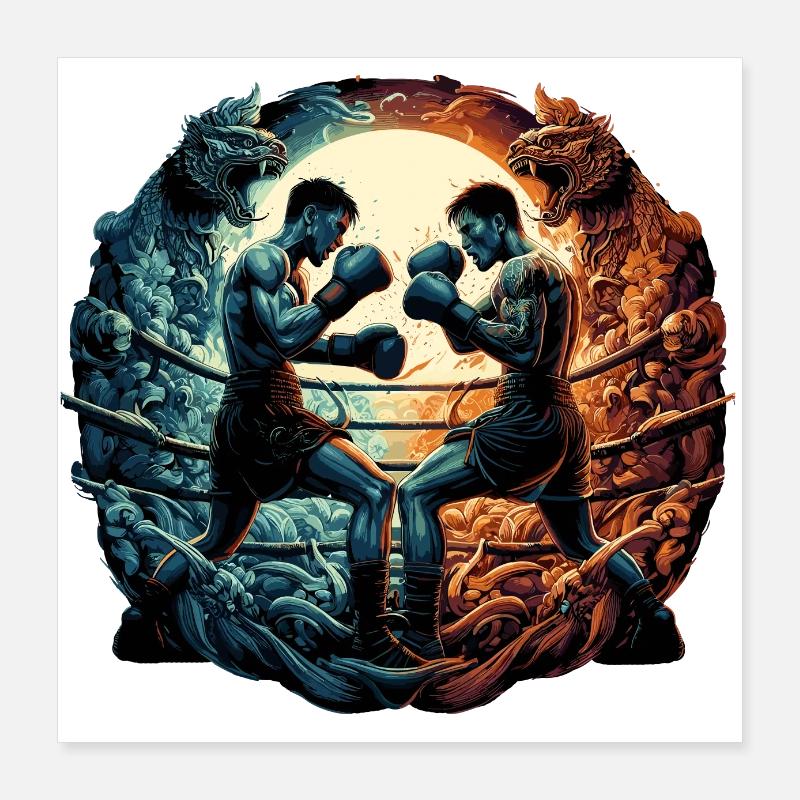 Cadeau de boxe Muay Thai Thai boxe kickboxing Poster 40 x 40 cm