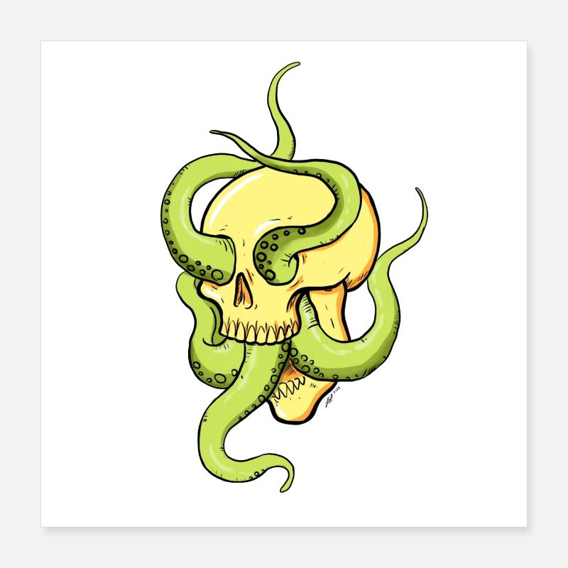 Skull with tentacles Poster 16" x 16" (40x40 cm)