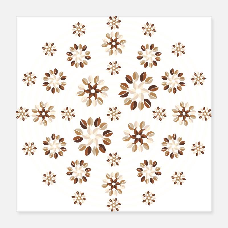 Grains de café crème fleurs Poster 40 x 40 cm