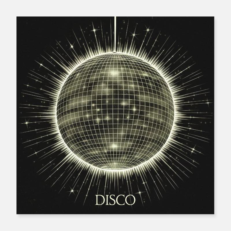 DISKO Kugel Poster 40x40 cm