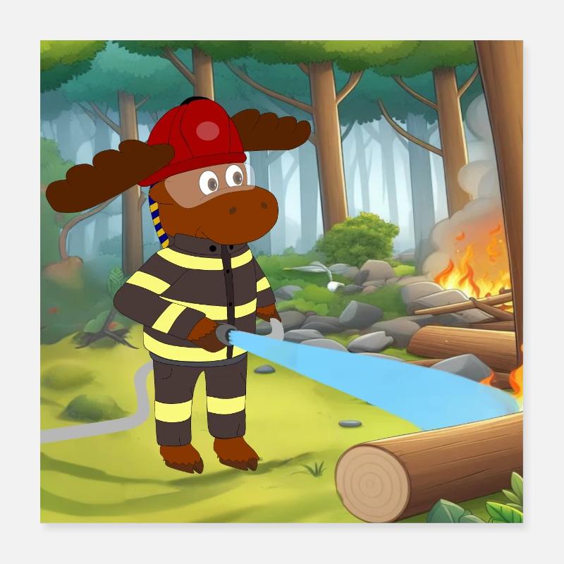 Eric als Feuerwehrmann Poster 40x40 cm