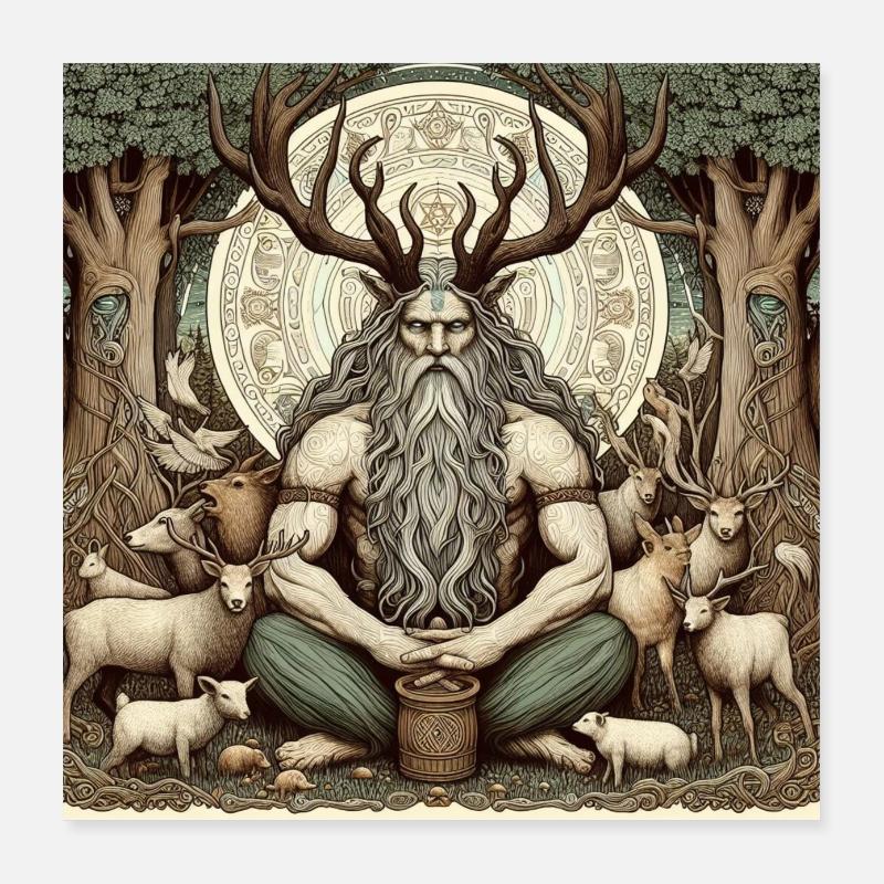 Cernunnos, keltischer Gott Poster 40x40 cm