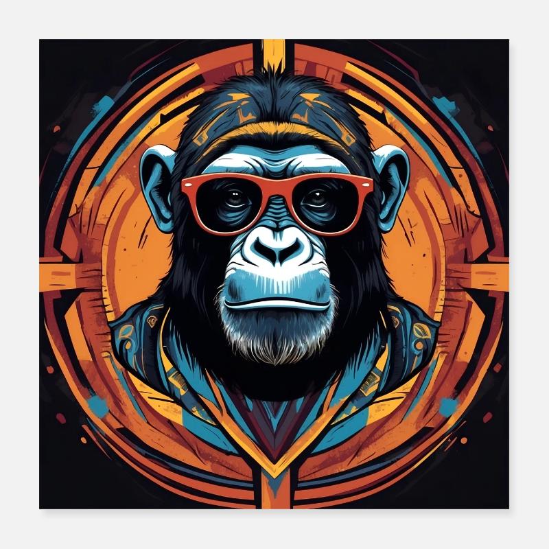 Cool chimpanse med solbriller Poster 40x40 cm