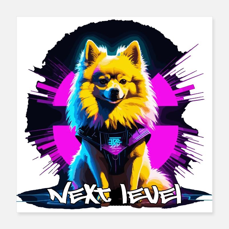Kleinspitz Spitz Next Level Cyber Hund Geschenk Poster 40x40 cm