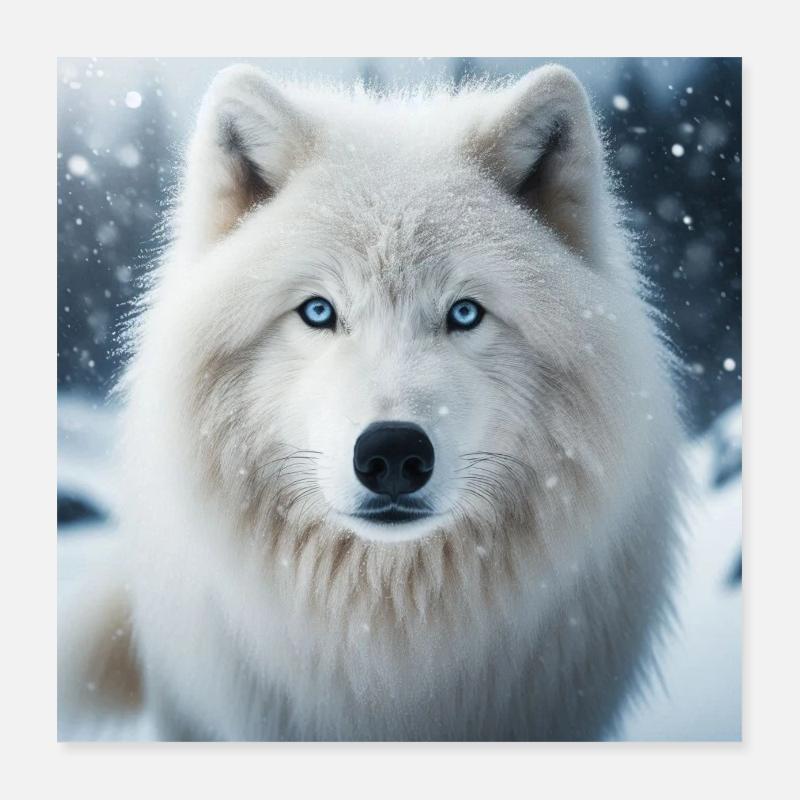 Loup arctique - Poster 40 x 40 cm - blanc