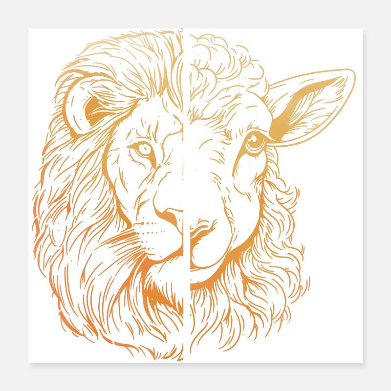 Löwe und Lamm Poster 40x40 cm