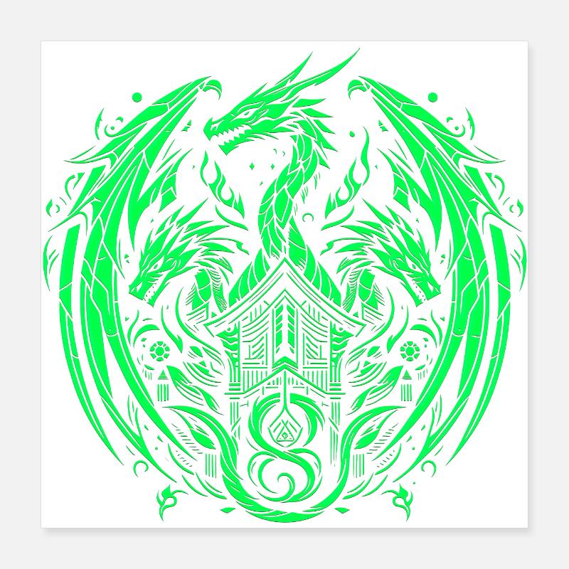 Fantasy Dragon Anime Dragon head Mythical reptile magic Poster 16" x 16" (40x40 cm)