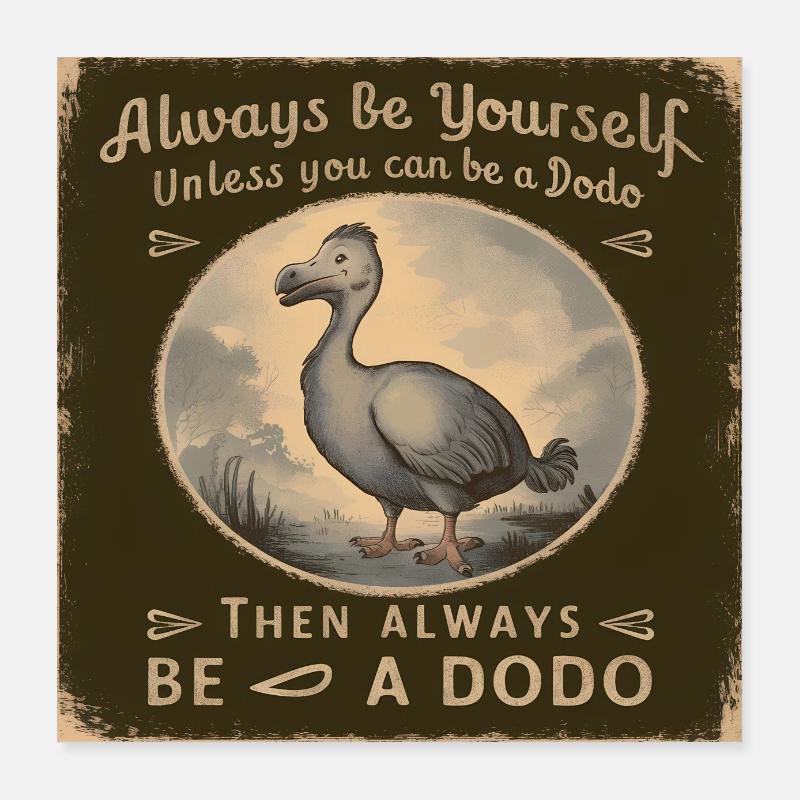 Sei Du selbst oder sei ein Dodo Vintage Design Poster 40x40 cm