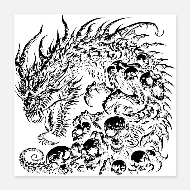 Fantasy Dragon Anime Dragon head Mythical reptile magic Poster 16" x 16" (40x40 cm)
