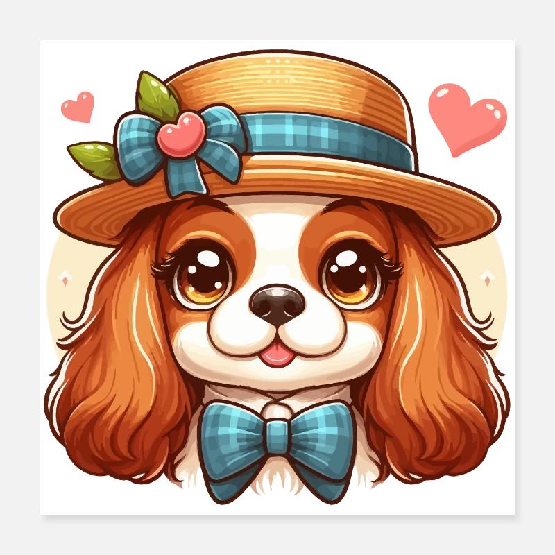 Cavalier King Charles Cute Dog Poster 16" x 16" (40x40 cm)