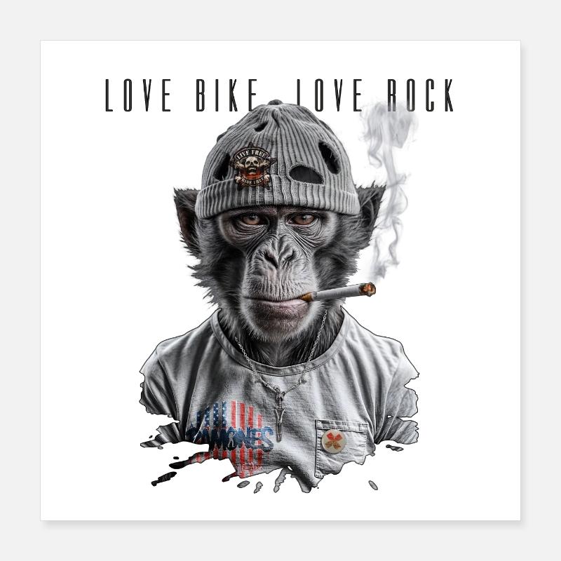 Rock Primate Biker Poster 16" x 16" (40x40 cm)