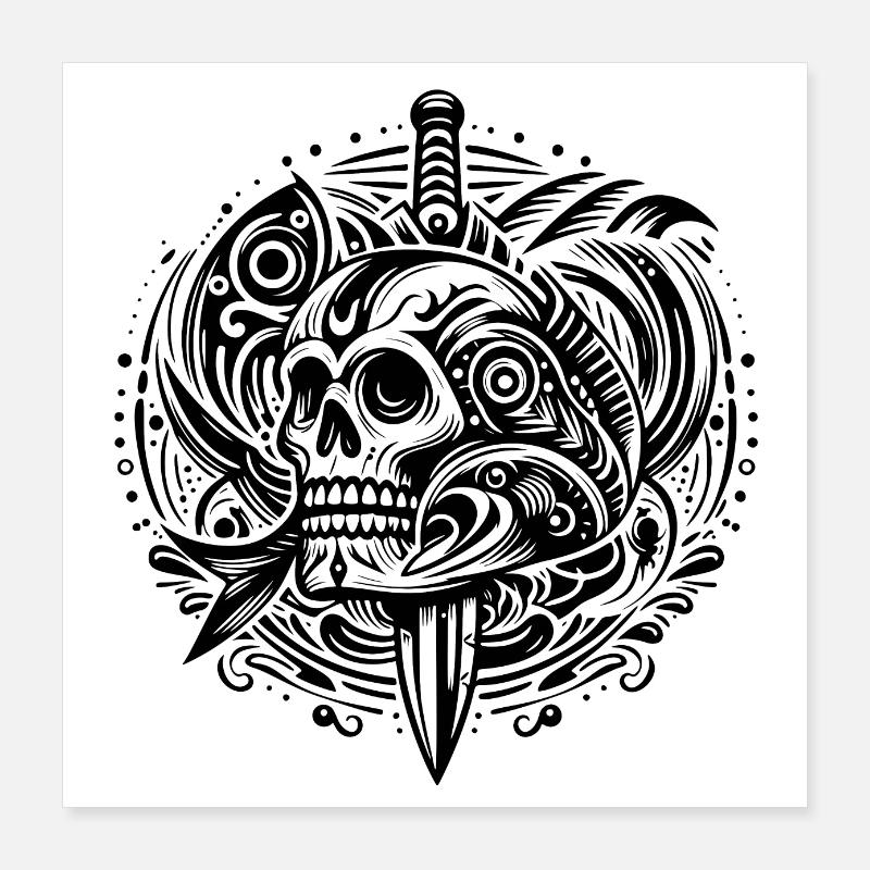 Eine Maori-Stammesillustration Poster 40x40 cm