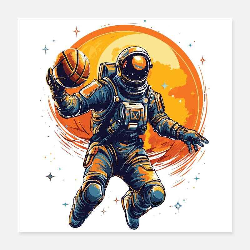 Astronaute basketteur dans l’espace Poster 40 x 40 cm