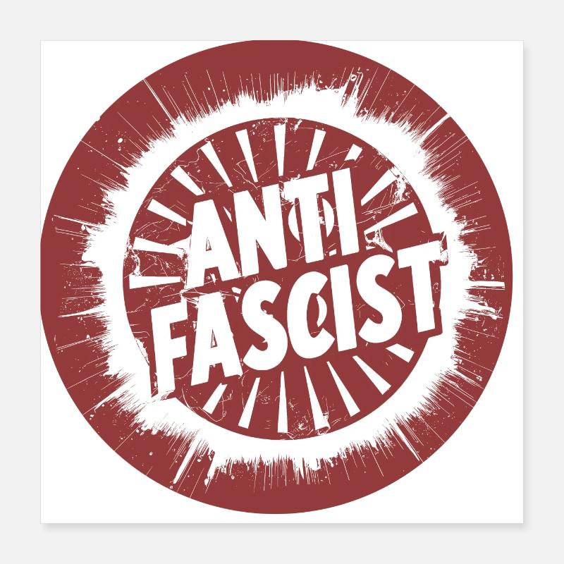 Antifascist Circle Red Left Communist Poster 16" x 16" (40x40 cm)
