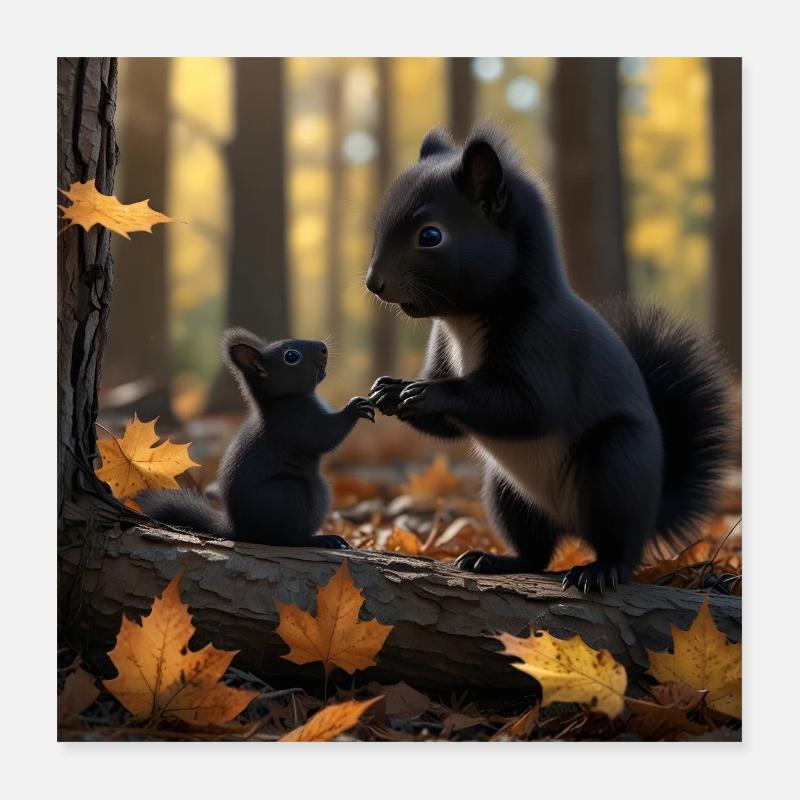 Mutter Eichhörnchen und ihr Baby Kanada Poster 40x40 cm