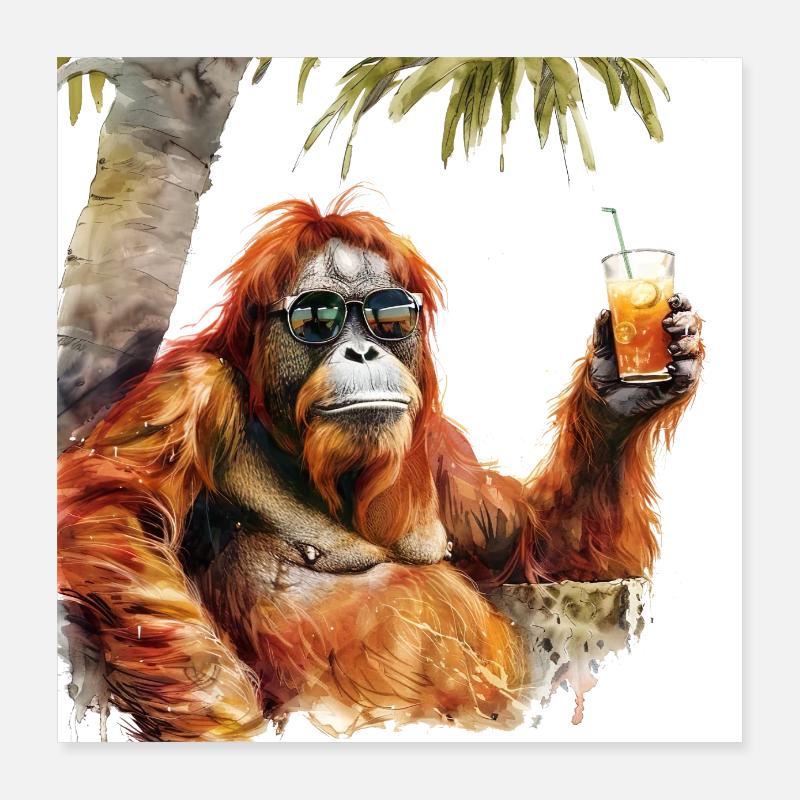 Refroidissement frais des orangs-outans Poster 40 x 40 cm