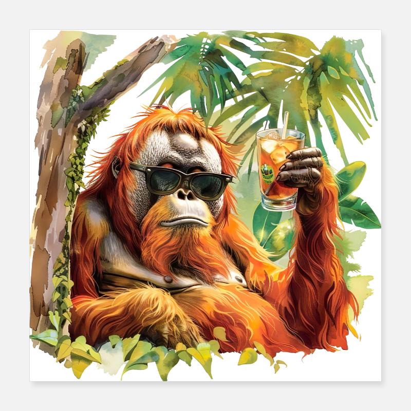 cool orangutan Poster 16" x 16" (40x40 cm)