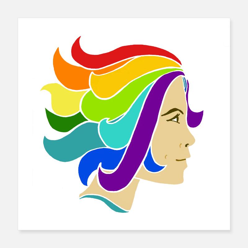 cheveux arc-en-ciel Poster 40 x 40 cm