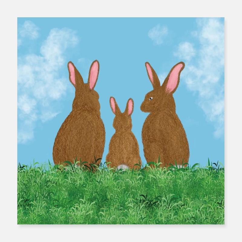 Hasenfamilie Poster 40x40 cm