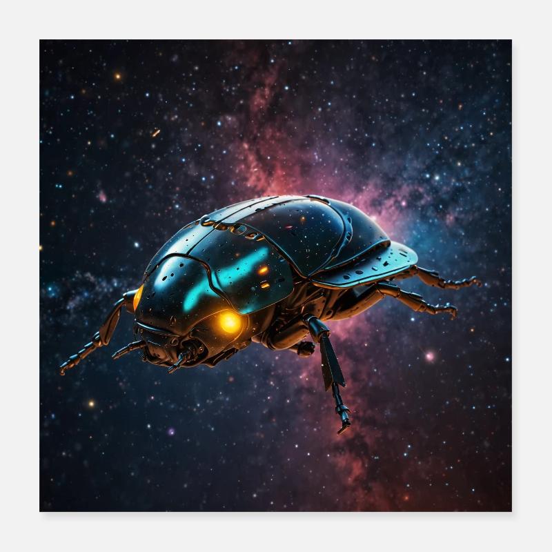 Plakat Weltrauminsekt als Raumschiff im Weltall Poster 40x40 cm