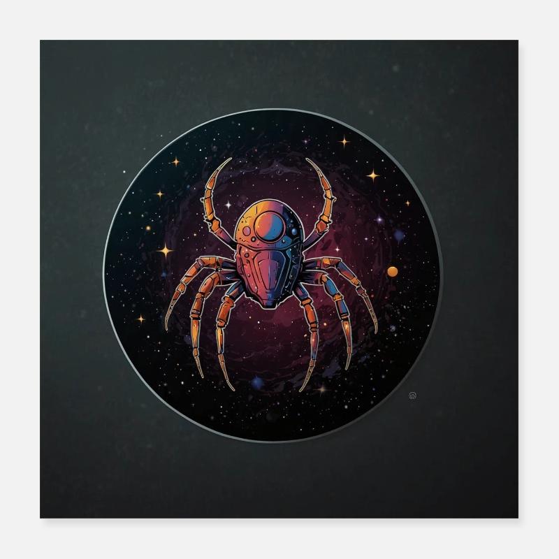 Weltraumspinne im Orbit Outer Space Poster 40x40 cm