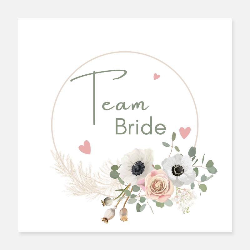 Team bride couronne floral boho Poster 40 x 40 cm