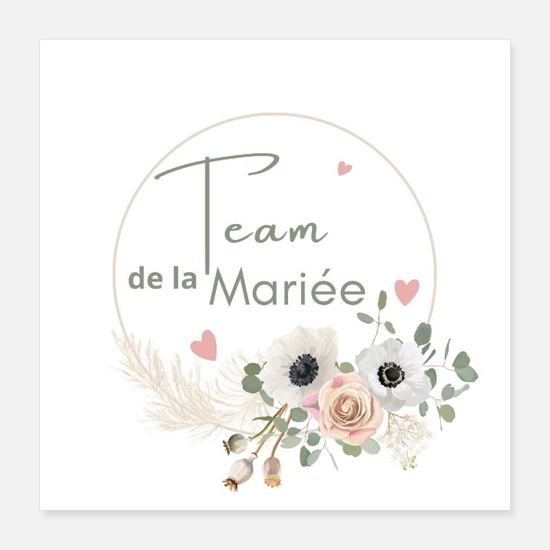 Brautteam Krone Boho Blumen Poster 40x40 cm