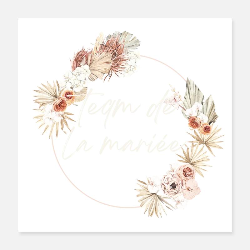 Brautteam Krone Boho Blumen Poster 40x40 cm