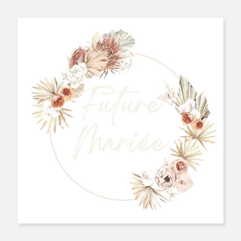 Bride-to-be crown Boho flowers Poster 16" x 16" (40x40 cm)